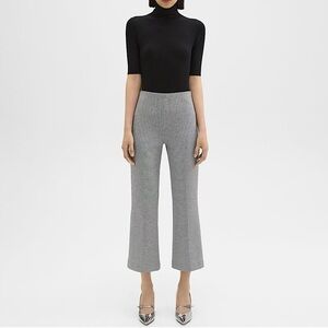 Theory Houndstooth Print Trousers Cropped Size 6 Black and White